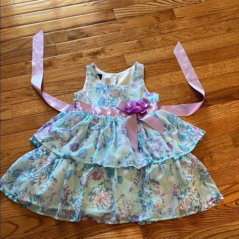 Holiday Editions Floral Dress with Purple Accents